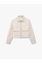 Regular Fit Long Sleeve Pocketed Zippered Crop Cashmere Jacket - 3