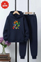 3 İplik Ş Fleece-Lined Boys' Tracksuit Set with Kangaroo Pocket and Intelligence Cube Print Detail