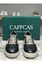 Genuine Leather Black Beige Combination Handmade Sneaker Men's Shoes 03-300 - 3