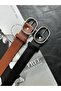 2-Piece Human Round Ring Pattern Women's Silver Buckle Belt Coat Belt Dress Belt Trouser Belt