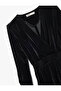 Double-Breasted Neckline Long Sleeve Ruched Detail Velvet Mini Evening Dress - 4