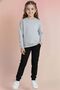Girl's Dogmom Printed Crew Neck Tracksuit Set – Black & Grey - 5