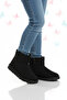 Black Suede Fur Inside Cold Resistant Girls' Boots 2096 F