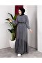 Women's Buttoned Belted Denim Dark Gray Jeans Dress - 4