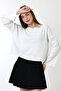 Women's White Spanish Sleeve Wide Neck Casual Knit Blouse - 2