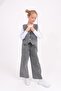 Girl's Vest and Wide Leg Pants Jeans Set - Anthracite - 3