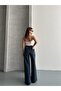 Palazzo lycra brown tinted denim side pocket pants - 4