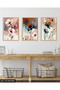 Elegant Flowers on Colorful Background 3 Piece Wooden Framed Painting Act - 3