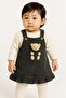 Teddy Bear Jean Jile Suspender Skirt Dress 2-Piece Set - 2