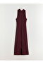 Lcw Vision Plum Draped Neckline Gathered Crepe Dress - 7