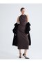 Özmarka New Season Flowy Neckline Gathered Crepe Dress - 2