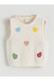 Lcw Kids Heart Embroidered Girls' Knitwear Sweater-2 Lcw Kids Ecru Heart Embroidered Girls' Knitwear Sweater