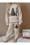 Girl's Christmas Patterned Sweatshirt Winter Tracksuit Set - 2