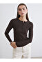 Lcw Everyday Brown Crew Neck Women's Bodysuit