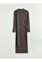 Esvab • Modern & Distinctive Draped Roba Collar Gathered Dress - 8