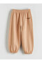 Beige Crew Neck Girls' Sweatshirt and Pants - 6