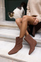 Celano Women's Brown Imported Suede Padded Heel Boots