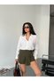 Women's Belt Detailed Pleated Skirt with Shorts on the Back