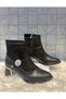 Flr 212 Women's Black Zippered Black Suede Detailed Thick Heeled Daily Stylish Boots