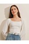 0465 Balloon Sleeve Knitted Blouse - White