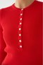Women's Crew Neck Half Placket Corded Fabric Sweater - 2