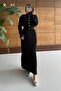 Buttoned Long Knitted Dress with Pleated Detail - 5