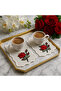 Special Design Coffee Serving Tray with Red Flower Motif – Handcrafted - 5