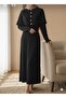 Buttoned Long Knitted Dress with Pleated Detail - 2