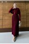 Buttoned Long Knitted Dress with Pleated Detail - 5
