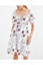 2508 Patterned Mini Flared Dress - Ecru - 2