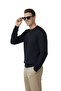 Men's Navy Blue Comfortable Fit Striped Textured Knit Sweater – Stylish & Modern Design 2605432 - 4