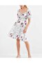 2508 Patterned Mini Flared Dress - Ecru - 3