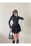 Women's Black Long Sleeve Mini Dress Fit Cut Skater Model Stylish Party Dress New Season Trend