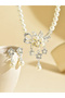 Embellished Lucky Clover Pendant Faux Pearl Necklace and Earrings Jewelry Set - 3