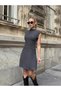 Women's Mock Neck Asymmetrical Skirted Waist Buckled Sleeveless Stylish Design Dress - 8