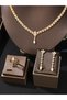 Embellished Necklace, Bracelet, Ring and Earrings Jewelry Set - 4