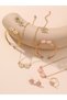 4pcs Girl's Flower Decor Necklace Bracelet Earrings And Ring Set - 4