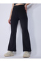 Black Criss Cross Waistband Flared Leggings - 3