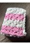 Alize Puffy Pink-White Hand Knitted Baby Blanket 90 X 90 cm