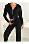 Women's Selani̇k Knitted Fabric Bottom and Top Set with Zippered Hood - 4