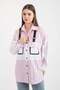 Women's Oversized Striped Shirt with Pocket and Strap Design 7933 - Pink - 3