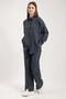 Women's Gold Buttoned Leg Slit Double Suit 8758 - Navy Blue - 5