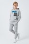 3 İplik Ş Fleece-Lined Winter Kangaroo Pocket K Hooded Print Detailed Boys' Tracksuit Set - 3