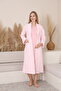 Mama Cotton Striped Nursing Nightgown Set with Robe, Long Sleeve Maternity and Postpartum Nightdress Set with Robe