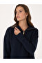 Navy Blue Comfort Fit Zippered Mock Neck Sweater 50316329-Vr033 - 2