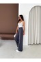 Women's White Striped Modal Pleated Trackpants Wide Leg - 7