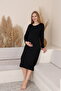 Mama Cotton Striped Nursing Nightgown Set with Robe, Long Sleeve Maternity and Postpartum Nightdress Set with Robe - 5