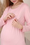 Mama Cotton Striped, Long-Sleeved Maternity and Postpartum Nightgown Set Suitable for Breastfeeding - 8