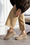 Olmo Women's Lace-Up Plush Boots Beige Suede - 2