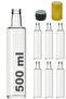 500 ml Transparent Dorica Bottle with Locking Cap and Hooded Round 500 Cc Empty Glass Bottles 6 Pieces